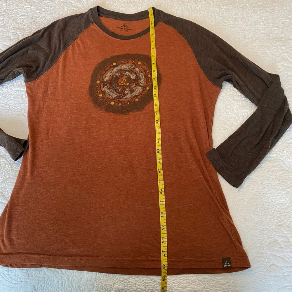 Prana Raglan Sleeve Rust & Brown Long Sleeve Tee_7